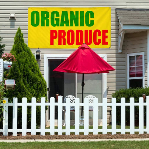 Sign Destination 4 Grommets 24x48Inches Vinyl Banner Multiple Sizes Organic Produce Food Fair Promotion Business