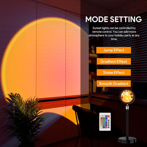 Bavcieu Sunset 360 4 Setting Lamp Projection Led Lights with Remote, Multicolor Night Light Rotation Rainbow Lights