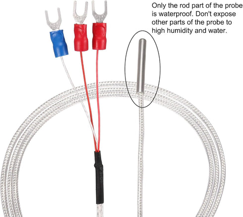 uxcell PT100 RTD Temperature Sensor Probe 3 Wires Cable Stainless Steel 50cm (Temperature Range: -50 to 200C)