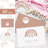 50 Pack Whaline Baby Shower Thank You Cards Bulk Boho Rainbow Blank Note Cards Greeting Card with Envelopes Stickers