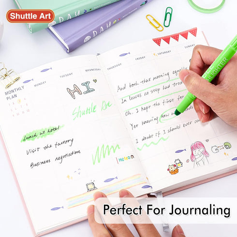 Shuttle Art 5 Pack Green Gel Highlighters - No Bleed Bible Journaling Supplies for Highlighting and Studying