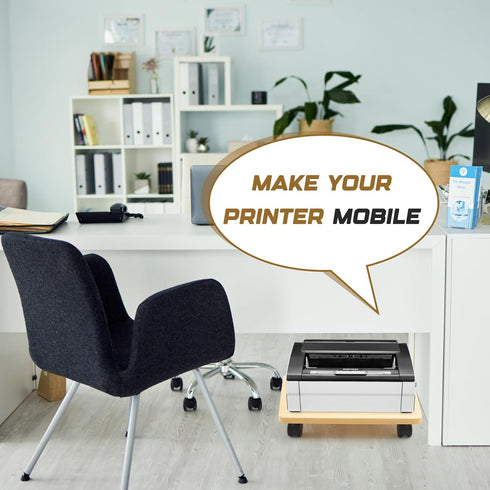 Beeveer 2 4 13.8 11.8 Inches Pcs Office Under Desk Printer Stand with Caster Wheels x Burlywood Movable Printer Copier