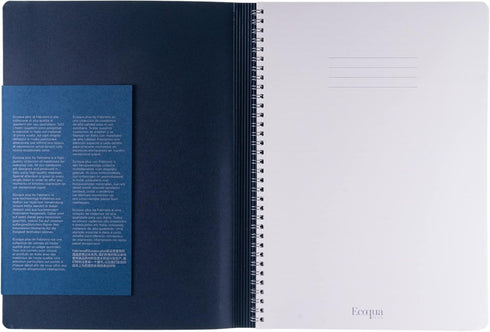 Fabriano Ecoqua Plus Hidden Spiral-Bound Notebook, A4, Lined, 8.3" x 11.7", Navy