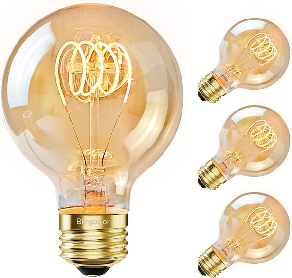 Dimmable Globe Vintage Edison LED Light Bulbs 60W Equivalent, 4 PACK G25/G80