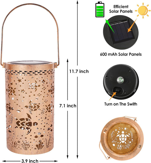 Fabuday Sea Turtle Outdoor Solar Lantern, Waterproof Hanging Solar Power Lights for Garden Decor and Yard Gifts