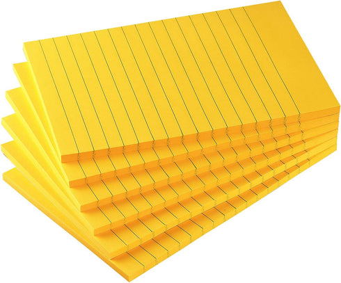 Early Buy 6 Pads Lined Sticky Notes 4x6, Self-Stick Bright Color Notes, 45 Sheets/Pad (Orange)
