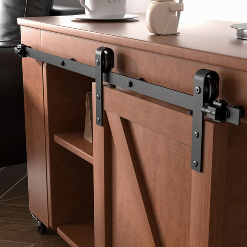 4FT 21"-24" Super Mini Cabinet Small Sliding Barn Door Hardware Track Kit Apply for Storage Window TV Stand,Easy