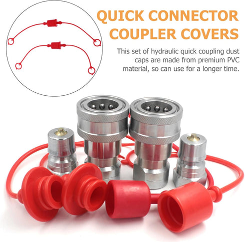3/8" Hydraulic Quick Connector Dust Protection Cap, Plastic Hose Thread Kit for Tractor Grapple