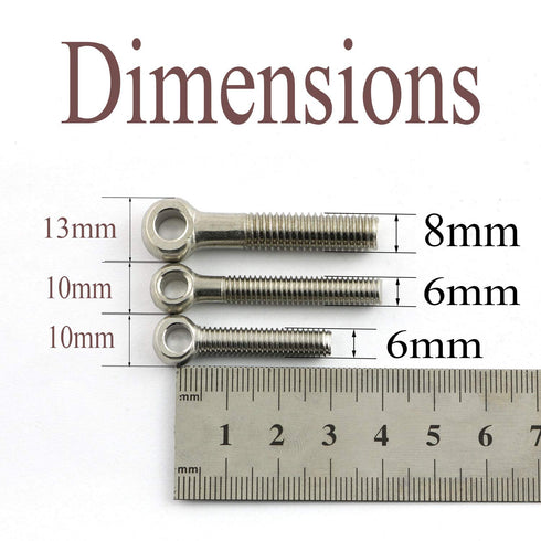 6pcs M6x30mm Eye Bolt Screw, Lifting Ring Eye Bolts 304 Stainless Steel Axle Pin Split Pin Dowel Bolt Ring Screw Loop