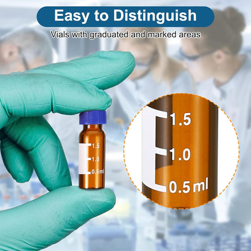 PATIKIL 2ml Autosampler Vial, 100 Pack Pre-Slit Septa HPLC/GC Vials with Screw Cap, Writing Patch for Lab Use