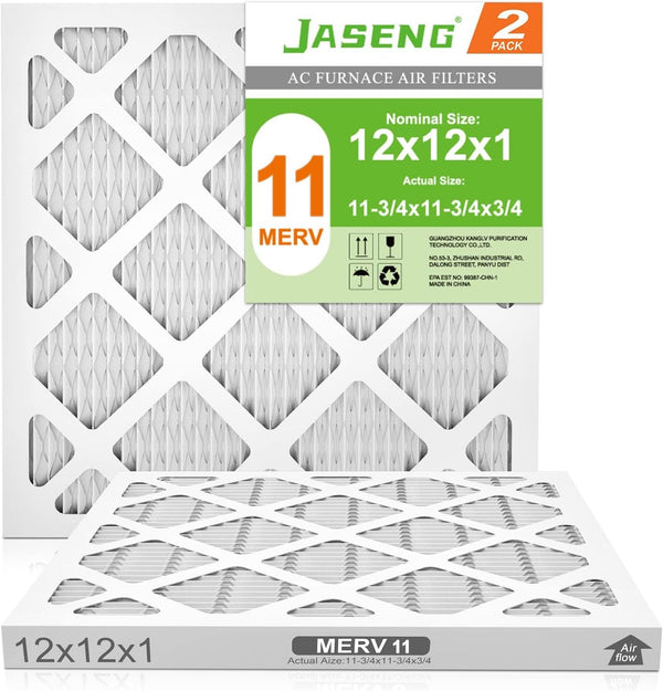 12x12x1 Furnace Air Filters 2 Pack, MERV 11 MPR 1000 & FPR 7 HVAC Air Filter Replacement (Exact Dimensions)