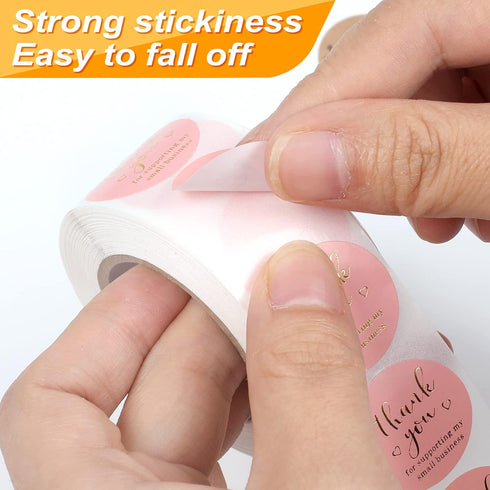 Thank You Round Stickers for Supporting My Small Business, Adhesive Labels, 3-Color, 1 inch (2000 Pcs, 4 Rolls)
