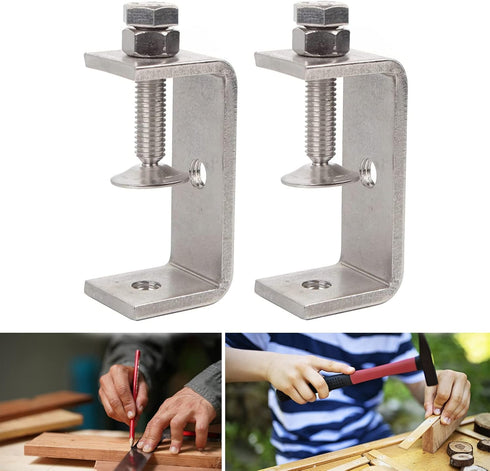 304 Stainless Steel C Clamps, Heavy Duty Adjustable Wide Jaw Opening for Metal Working, Woodworking, 2.5in/2pcs