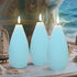 3Pack Blue Ribbed Flameless Candles with Remote Flickering Realistic Battery Powered LED Real Wax Decorative Candle