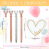 Fuutreo 24 Pack Heart Shape Sticky Notes Set with Big Diamond Pens, Memo Pad for Wedding, Crystal Metal Ballpoint Pens