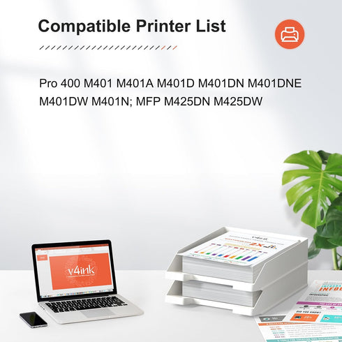 v4ink 2-Pack Compatible Toner Cartridge for HP 80A CF280A, Black Ink for HP Pro 400 Series