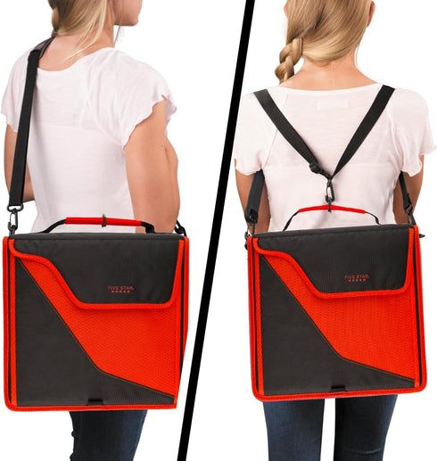 Five Star Zipper Binder, 3 Inch 3-Ring Binder for School, 5-Tab Expanding File, 700 Sheet Capacity, Red/Black (29296CE8)