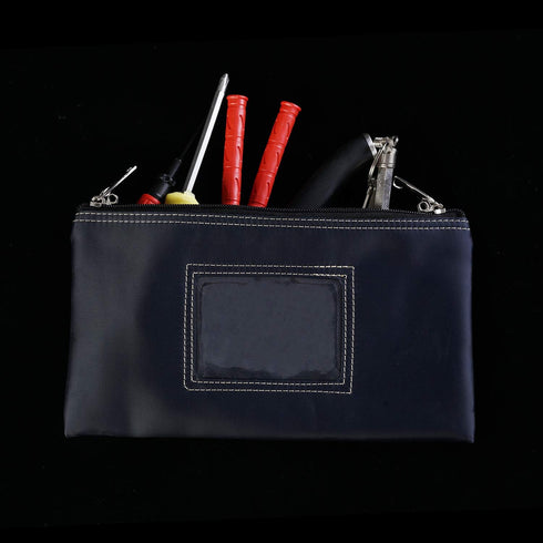 Lockable Bank Deposit Bag with Upgraded Zipper, Multi-Purpose Storage Zipper Pouch in Dark Blue