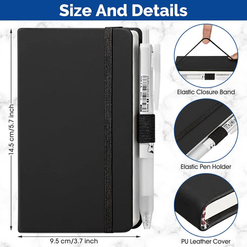 Laumoi 20 Pack Pocket Notebook Journals, 3.7" x 5.7" Hardcover Mini Notebooks with Pen Holder, A6 Lined