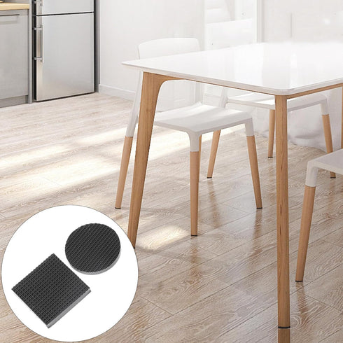 HOOWIFFY 32pcs Set Black Silicone Furniture Pads Chair Feet Protectors Non-Slip Self-Adhesive Anti-Abrasion Floor Mats