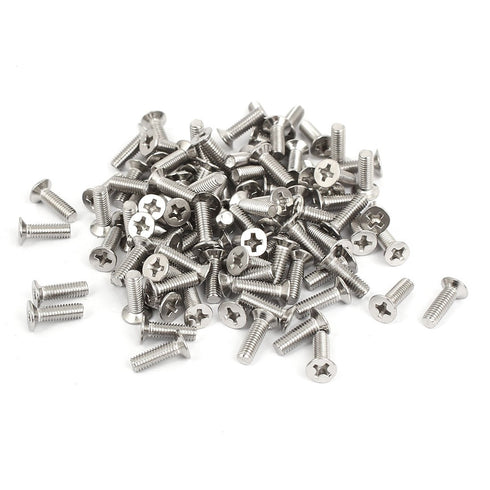 uxcell M3x10mm Countersunk Flat Head Phillips Screw Bolts - Pack of 100