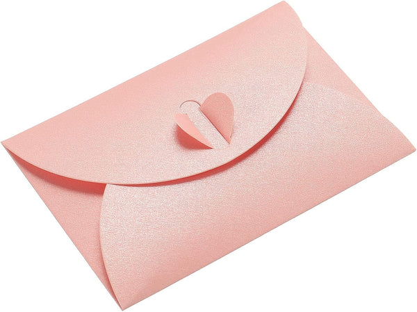 PATIKIL 50 Pack Mini Envelopes, Heart Clasp Tiny Items Storage, Cute Present Card Holder for Wedding Greeting Party,