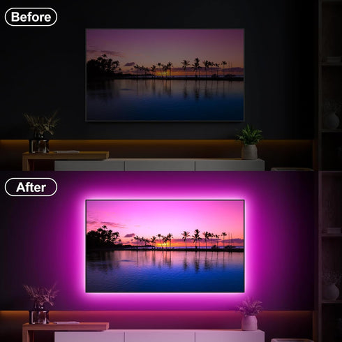 Daymeet LED TV Lights RGB Led Backlight, 16.4ft TV Light Strip for 65-85 inch TV Behind, Music Sync TV Light USB Bluetooth APP Remote Control RGB Color Changing Light Strip for TV Gaming Room by Daymeet