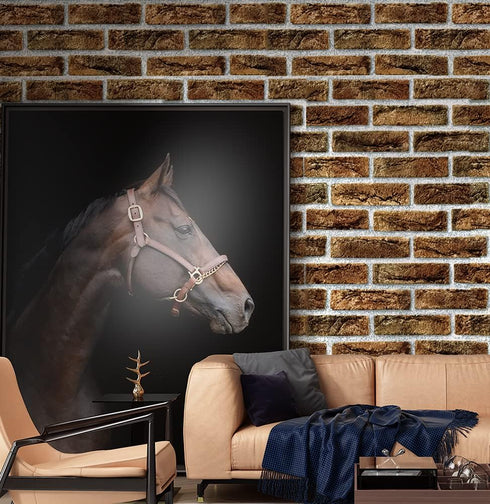 Y633 Rustic Brick Wallpaper, Peel and Stick, 17.7" x 9.8ft, Brown Self-Adhesive Contact Paper for Home Decor
