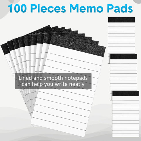 PerKoop 100 Pack Small Note Pads, 3 x 5 Inch Mini Notepad Memo Pads, 30 Sheets Each for Recording Planning