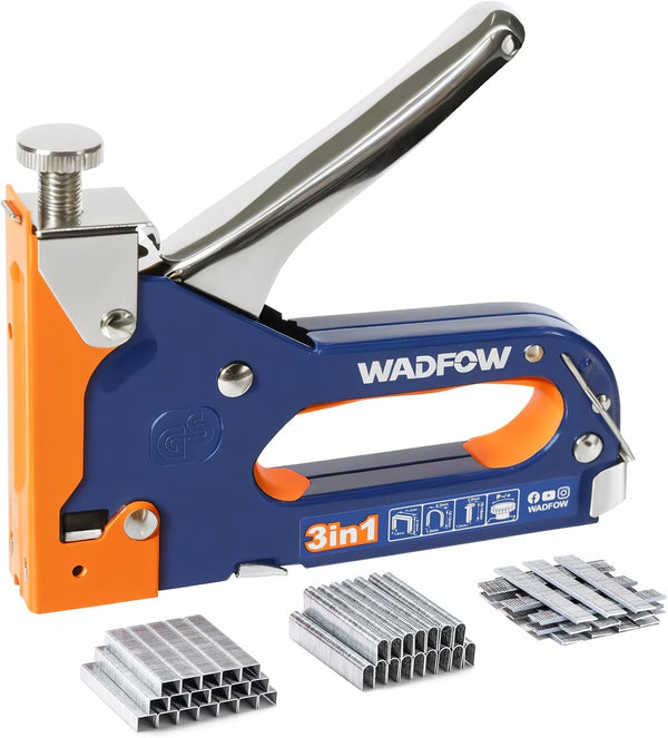 Heavy Duty 3-in-1 Stapler Gun with 3,000 Staples: Manual Brad Nailer and Power Adjustment Stapler Gun for DIY