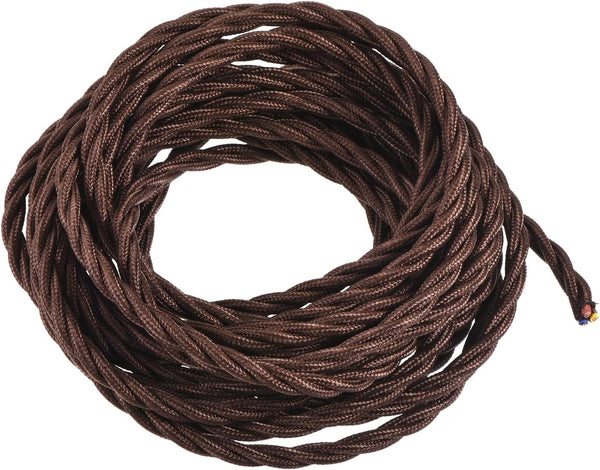 YOKIVE Twisted Cloth Covered Wire, 3 Core Vintage Style Electrical Replacement, 16.4-Feet, Brown for Home, Bar, Party