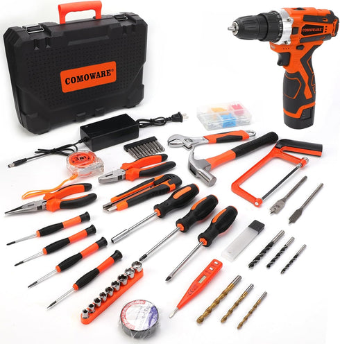 COMOWARE 16.8V Cordless Drill Tool Combo Kit, 153-Piece Professional Household Tool Set