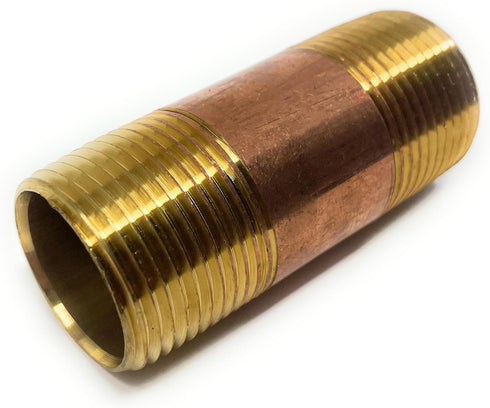 Metal Magery Brass Long Nipple, 1" X 1", 3" Length, Male NPT Pipe Fitting