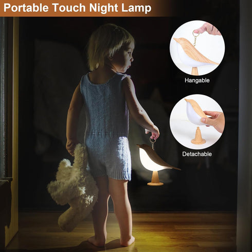 Set 2, Dimmable 3 VoMii Bird Desk Lamp of Small Table Lamp Cordless Touch Night Light with Color Temperature