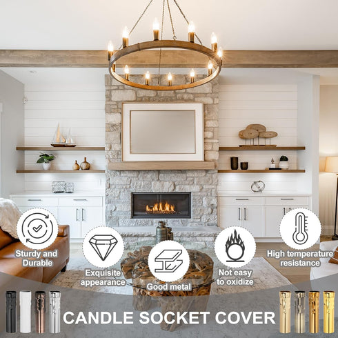 3.94 9 E14 Bulb PATIKIL Tall Candle Covers Sleeves, Pcs Metal Chandelier Socket Sleeves with Dripping Candelabra Base