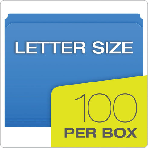 Pendaflex Color File Folders, Letter Size, Blue, Straight Cut, 100/BX (R152 BLU)