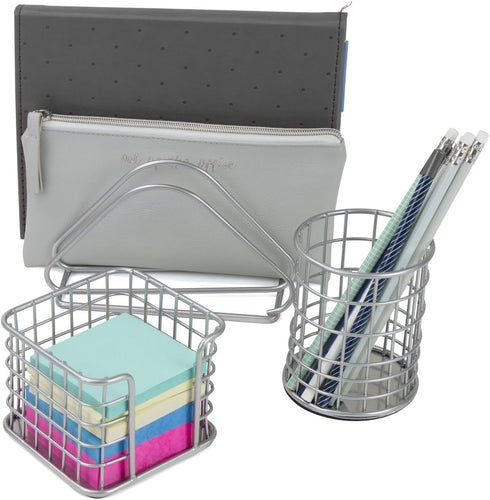 Sorbus Desk Organizer Set, 5-Piece Accessories Set Includes Pencil Cup Holder, Letter Sorter, and Sticky Note Holder