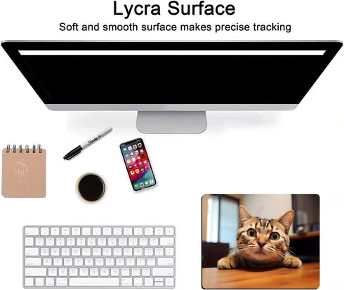Cute Cat Square Mouse Pads, Non-Slip Rubber Base, Small Office Computer Mousepad for Desk Laptop