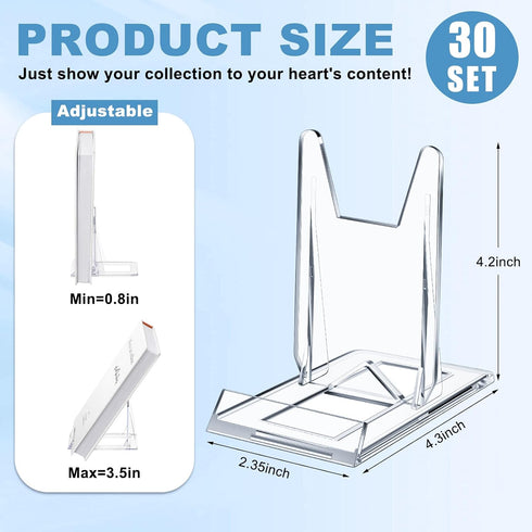 Hushee 30 Pack Album Acrylic Book Stand for Display Adjustable Clear Book Display Holder Easel Rack Stand for Home