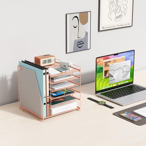 gianotter Desk Organizers and Accessories, 6-Tier Paper Organizer with Magazine Rack, File Organizer for Office Desk