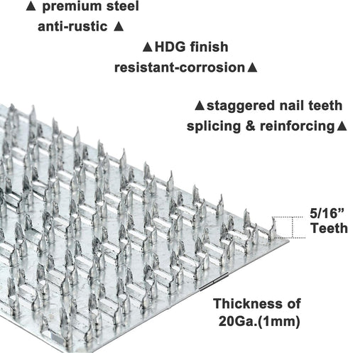 Truss Plate 4x8 - Pronged Mending Plates with Nail Teeth for Roofing Wood Connector (10 Pcs)