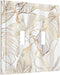 White Gold Tropical Palm Leaves Banana Leaf Double Toggle Light Switch Cover
