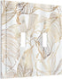 White Gold Tropical Palm Leaves Banana Leaf Double Toggle Light Switch Cover