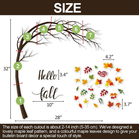Happy Fall Big Tree Bulletin Board Set, Autumn Tree Decoration with Maple Leaves & Pumpkins for Classroom