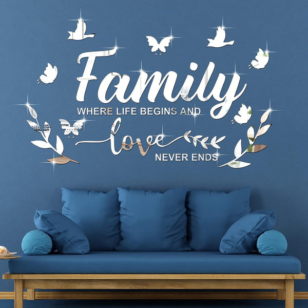 Zonon 3D Acrylic Wall Letter Quotes Decor, DIY Removable Art Decals Motivational Butterfly Mural Stickers for Home