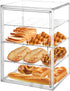 Corzeergi Bakery Display Case with 4 Layers, Bread Box for Kitchen Countertop, Clear