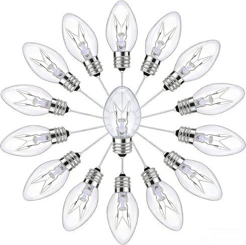 Hrsovii C7 Clear Incandescent Light Bulb, 8W E12 Candelabra Base Bulb, Suitable for