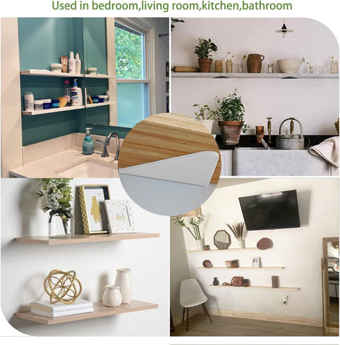 4 3 inches 4 2 inches White Floating Shelf Bracket x for Small Floating Wood Shelves, Pcs Small Triangle Shelf Brackets