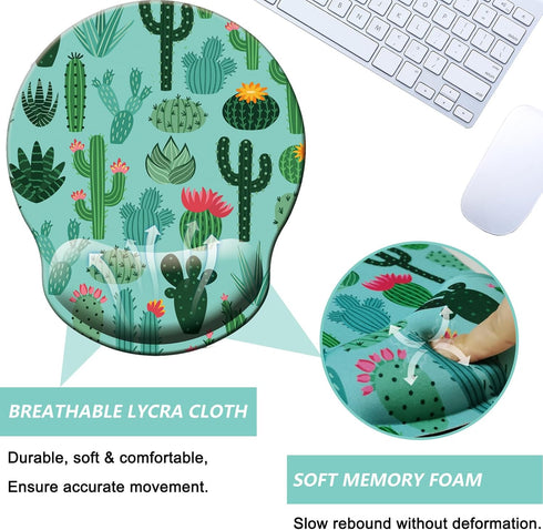 Mouse Pad with Wrist Support, Ergonomic Memory Foam Wrist Rest Cushion, Non-slip Rubber Base Gaming Pad for Home Office
