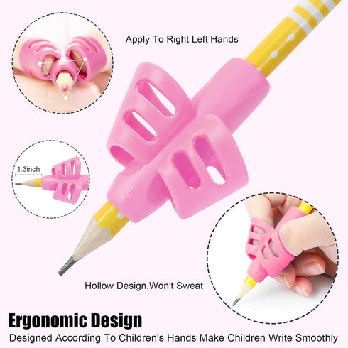 BUSHIBU Pencil Grips for Kids Handwriting, 4 Pcs Toddler Grippers, Pen Trainer for Beginners